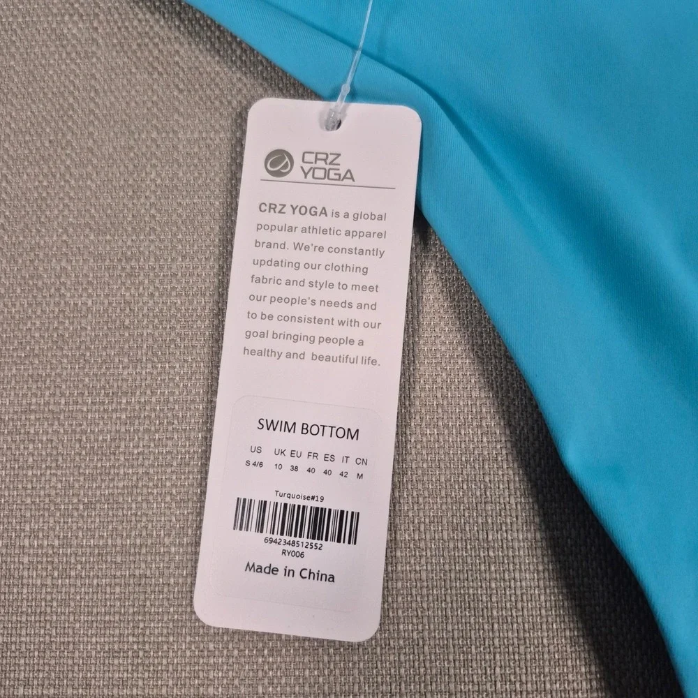 CRZ YOGA Women Turquoise Low Waisted Swim Bottom‎ Bikini RY006 Size S 4/ 6 NWT